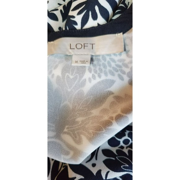 Loft Navy White Women's Baroque Floral Sleeveless Knee Length Tunic Summer Dress - Picture 3 of 4